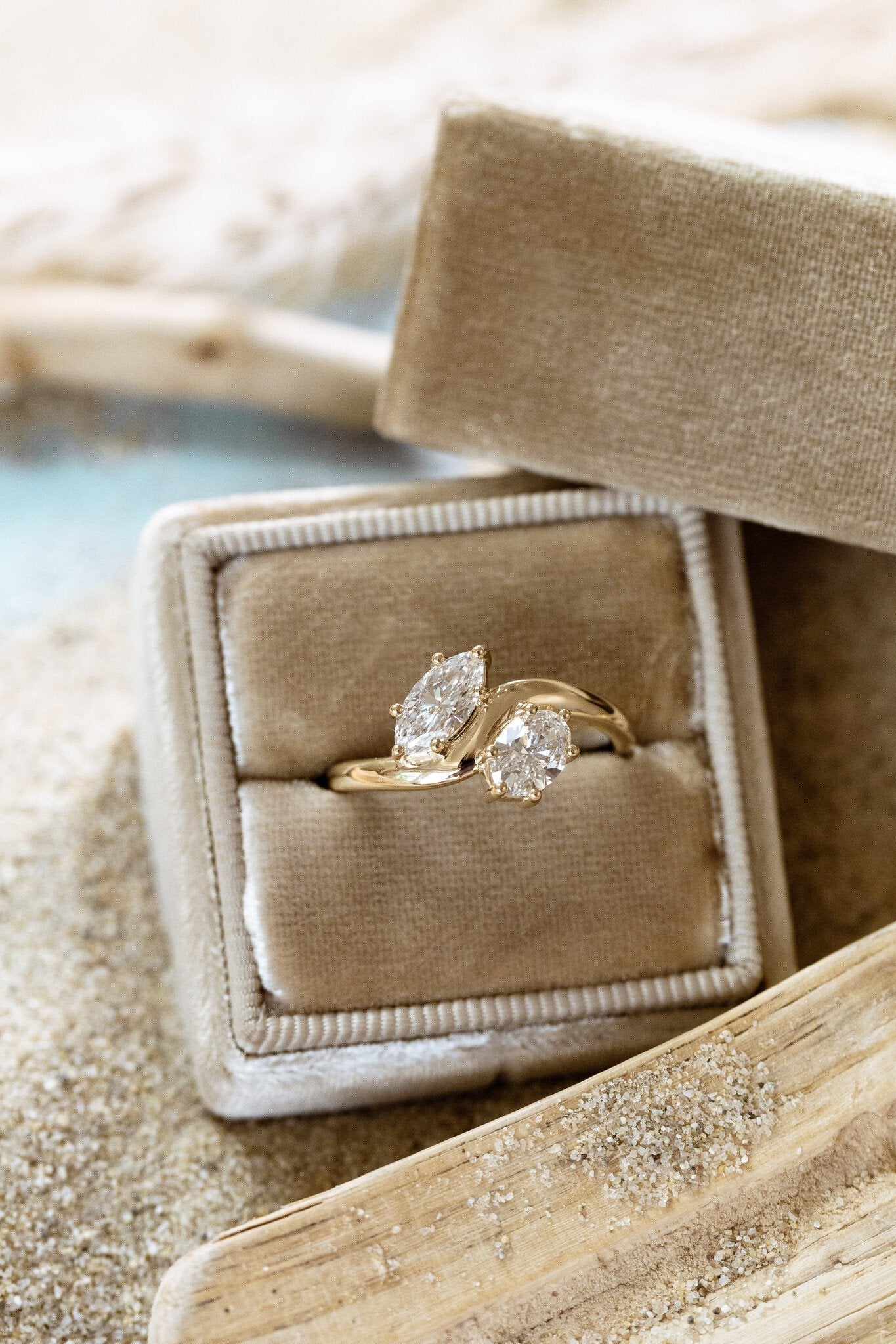 Marquise Shaped Three Stone Lab Grown Diamond Engagement Ring